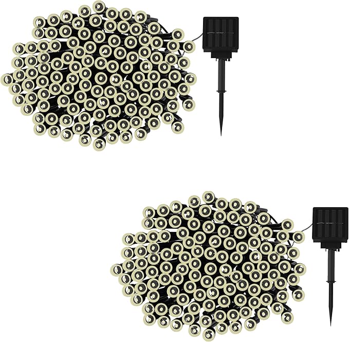 Pure Garden Solar Powered Outdoor String Lights - 200 LED Fairy Lights with Eight Light Modes - for Patio | Lumora