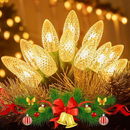 Brightown Outdoor Christmas Lights, 100 Ft C9 LED Commercial String Lights with Warm White Strawberry C9 Bulbs, Waterproof Connectable UL Certified C9 Lights for Indoor Home Yard Xmas Tree Decor