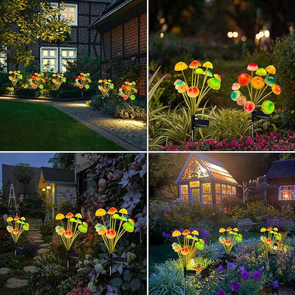 Solar Garden Lights Decorative,2 Pack 24LED Solar Powered Mushroom Lights Outdoor, Gifts for Women Birthday Mothers Day, Mushroom Flower Light Yard Decor Outside Waterproof for Lawn Porch Patio