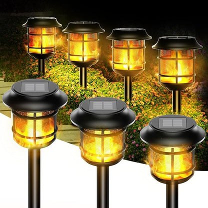 4 Pack Flame Lamp Solar Pathway Light, Landscape Lighting for Yard and Walkway, Solar Garden Lights Waterproof