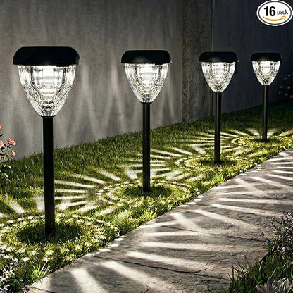 Ensenior Solar Pathway Lights Outdoor - 14.17" Height, 6500K LED Landscape Garden Lights, IP65 Waterproof, Tool-Free Auto ON/Off for Garden Yard Patio Walkway Landscape, 16-Pack