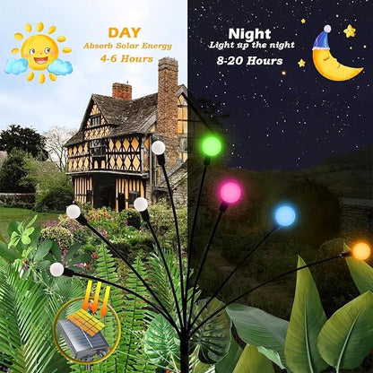 Solar Garden Lights New Upgraded Swaying Light, Solar Outdoor Lights, Yard Patio Pathway Decoration, High Flexibility Iron Wire & Heavy Bulb Base, 2 Pack 16 LED (Colorful)