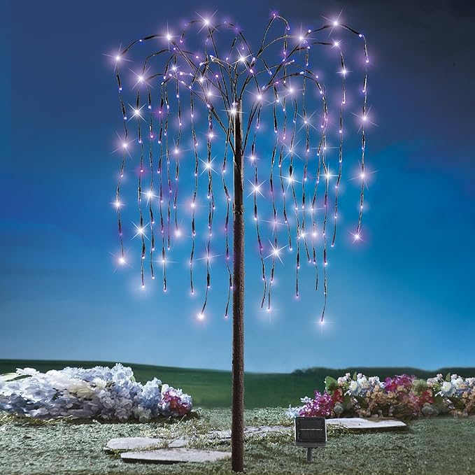 Collections Etc. LED Solar Willow Tree, Outdoor Solar Tree with Colorful Solar-Powered Lights with Adjustable | Lumora