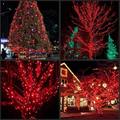 YULETIME 200 Red Christmas Lights, Pack of 2 Sets 33 Feet 100 Count UL Certified Incandescent String Lights (Red - Green Wire)
