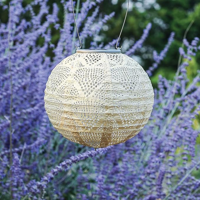 Allsop Home Garden 31771 Soji Stella Globe 8-in. Tyvek Solar Lantern (Pearl)