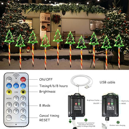 Garden Christmas Decorations Pathway Outdoor Solar Lights, 27 inches Lighted Xmas Tree Solar Christmas Lights with 8 Modes Waterproof String Lights, Outdoor Lights for Yard Patio Walkway-5PCS