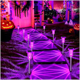 DenicMic Solar Lights Outdoor 10 Pack Waterproof Purple LED Stainless Steel Stake Outside Lights for Yard Pathway | Lumora