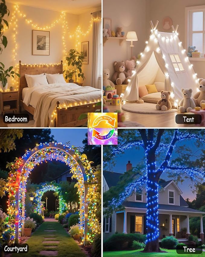 580 LED String Lights, 196FT Indoor Outdoor Fairy Lights, Waterproof Twinkle Christmas Decorations Lights with Remote for Bedroom Outside Tree Garden Halloween Patio Camping Wedding Party Decor