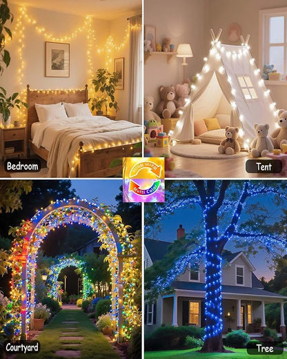 580 LED String Lights, 196FT Indoor Outdoor Fairy Lights, Waterproof Twinkle Christmas Decorations Lights with Remote for Bedroom Outside Tree Garden Halloween Patio Camping Wedding Party Decor