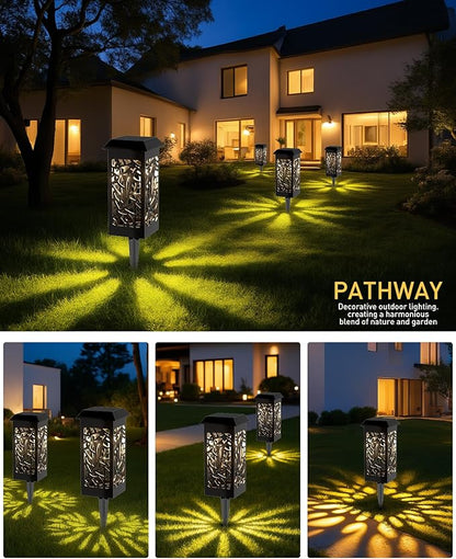 SZOKLED Solar Lights Outdoor 4 Pack, Waterproof Auto On/Off, RGB Solar Pathway Lights for Your Garden, Landscape, Path, Yard, Patio, Driveway,Walkway Decor