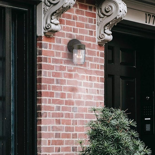 Ciata Outdoor Porch Light House Fixture Wall Mount Light Lantern Sconce, Lantern Sconce Fixture Jelly Jar Outdoor Down Light Fixture Front Porch - Oil Rubbed Bronze