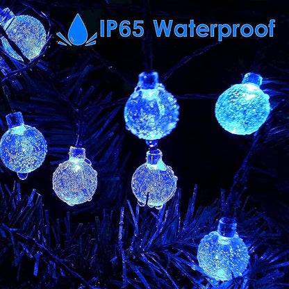 Lezonic Halloween Decorations Solar Lights,Solar Light Outdoor Waterproof with 8 Lighting Modes 7M/ 24 Ft,50 LED Solar Outdoor String Lights for Tree,Garden,Patio,Party,Festival (Blue)