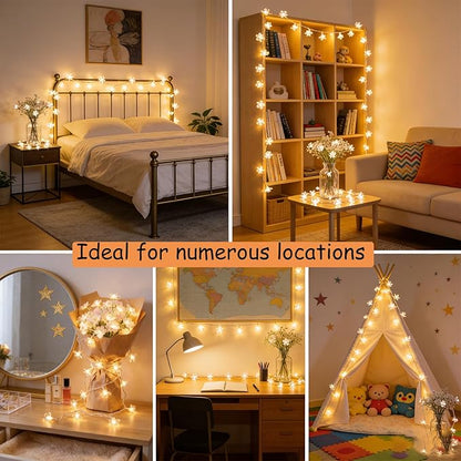 Fairy Flower String Lights Indoor Bedroom Decor, 33 ft 100 LED Artificial Cherry Blossom Lamp Indoor Outdoor Wall Window Garden Hanging Decorations for Christmas Wedding Birtday Party (Warm White)