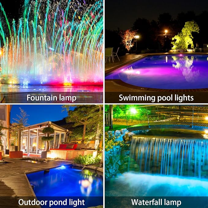 AVEKI Solar Pond Spotlights, 12 LED Solar Underwater Lights with Dual Head Waterproof Submarine Landscape Spotlight | Lumora