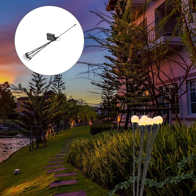 2pcs Solar Lights with 8 Flashing Modes, Warm White LED Solar Outdoor Path Lights for Garden Decor and Landscape | Lumora
