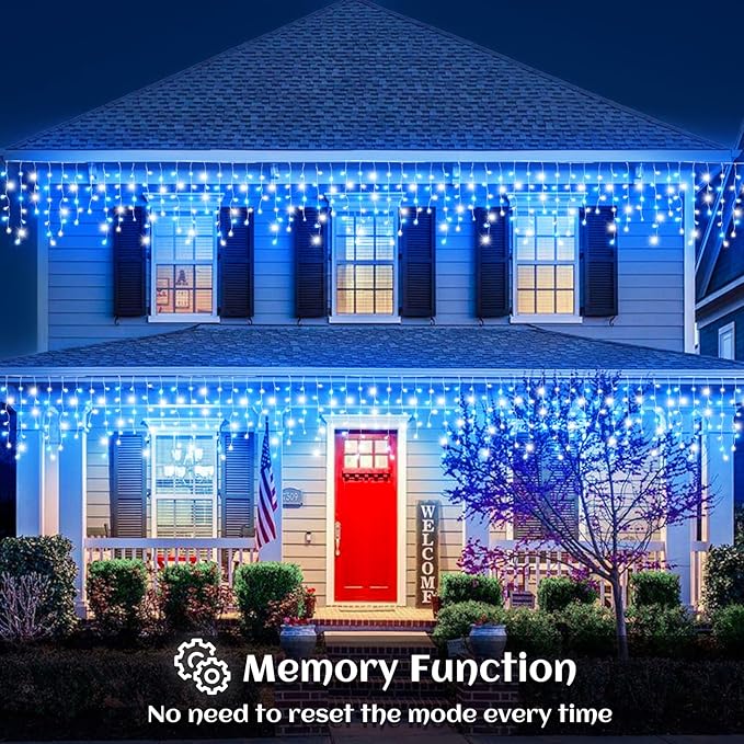 33ft Icicle Lights for Outside, Blue and White Christmas Lights Outdoor Indoor, 400 LED Twinkle String Light with | Lumora