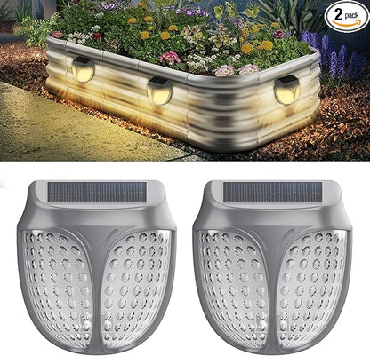 Raised Garden Bed Solar Lights Magnetic, IPX4 Waterproof Solar Lights Outdoor, Solar Powered Garden Light for Planter Raised Beds, 2 Pack
