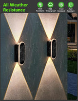 Solar Fence Lights Outdoor, 3000K/4000K/6000K 3 Modes Solar Wall Lights Outdoor Waterproof, Up&Down Dual-Head | Lumora