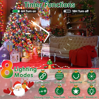 XURISEN 403FT 1000 LED String Lights Outdoor Green Wire Christmas Lights 8 Modes & Timer Waterproof Fairy Lights Plug in for Party, Wedding, Yard, Garden, Indoor/Outdoor Decorations(Multicolor)