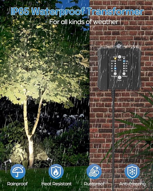 HIBOITEC Low Voltage Landscape Lighting 1200LM 12W with Connectors 100W Transformer - Outdoor Security Flood Light | Lumora