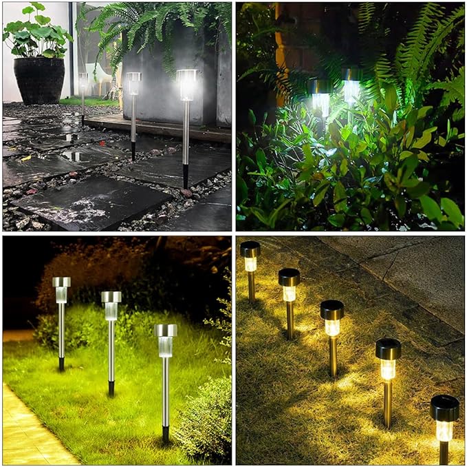 6pcs Solar Path Lights Outdoor Yard Garden Landscape Lamps 55 Stainless Steel White Light Waterproof for Lawn and | Lumora