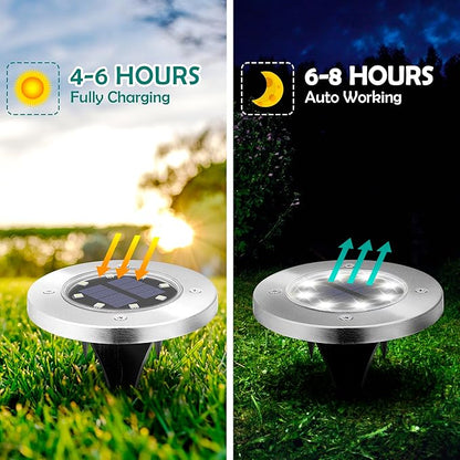 Solar Ground Lights, 12 Pack Solar Lights Outdoor Waterproof, Solar Garden Lights Landscape Lighting for Pathway, Patio, Yard, Driveway, Walkway (Cool White)