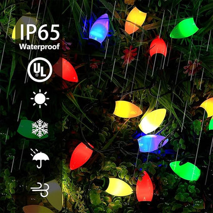 C9 Christmas Lights Outdoor, 33ft 50 LEDs Christmas String Lights with 8 Modes, 5 Sets Connectable, IP65 Waterproof Outdoor Indoor Vintage Fairy Lights for Christmas Tree Holiday Party Decor