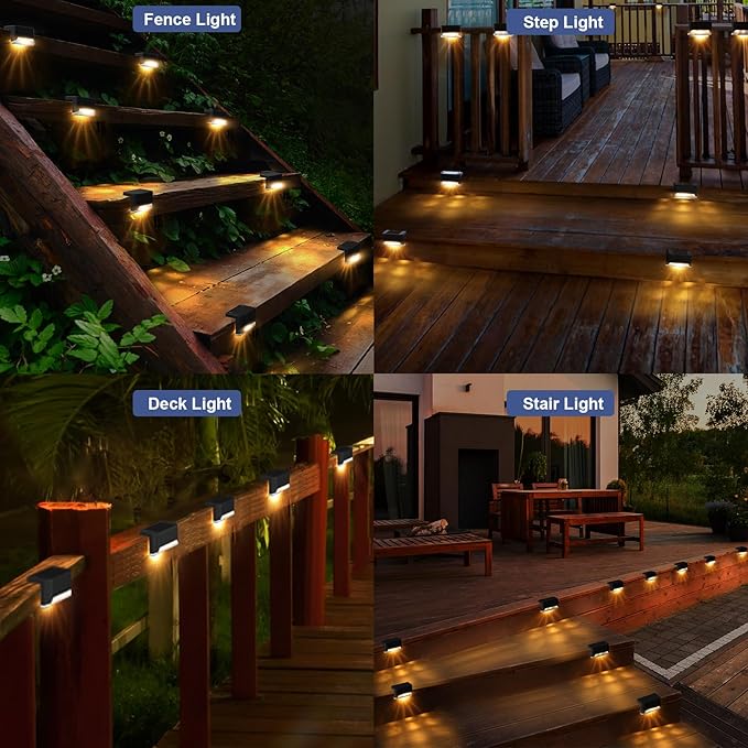 pearlstar 16 Pack Solar Step Lights,Solar Deck Railing Lights Outdoor Waterproof Led Fence Lamp for | Lumora