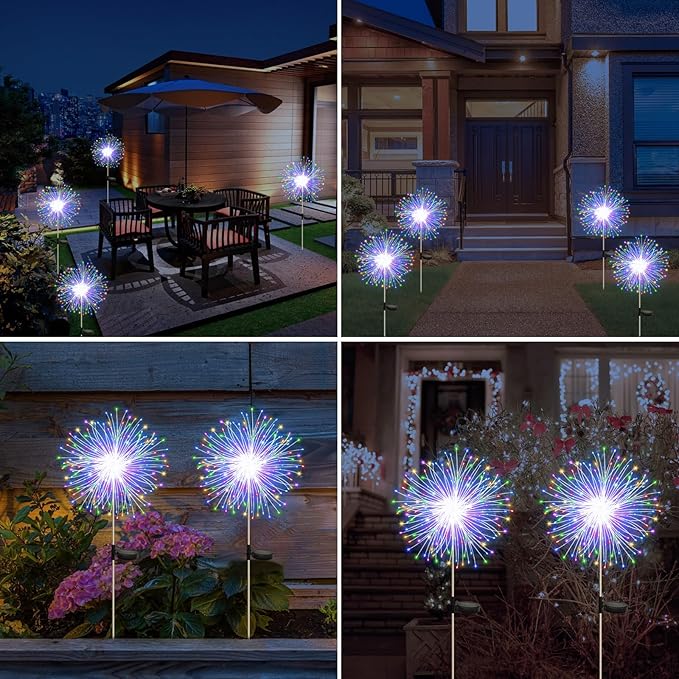 Banax Solar Garden Lights Outdoor Decor 2 Pack Christmas Lights 150 LED Solar Powered Stake Lights for Lawn, Garden, Pathway, Yard & Holiday Decorations(Colorful)