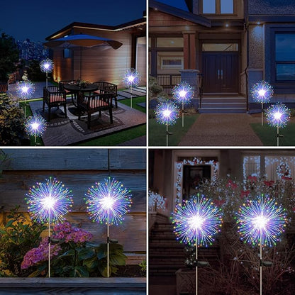 Banax Solar Garden Lights Outdoor Decor 4 Pack Christmas Lights 150 LED Solar Powered Stake Lights for Lawn, Garden, Pathway, Yard & Holiday Decorations(Colorful)