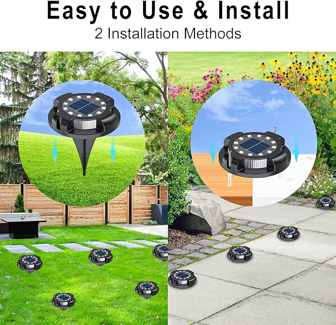 Solar Pathway Lights Outdoor 12 Packs, Bright Blue 16 LEDs Solar Ground Lights Walkway Lights with Side Light | Lumora