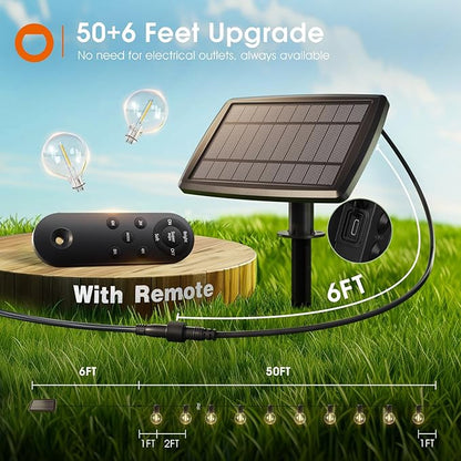 addlon Solar G40 String Lights 56FT with 8Packs Solar Lights Fence Lights Outdoor