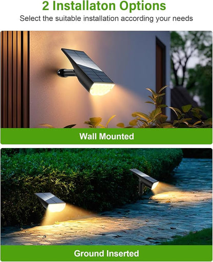 Solar SpotLights Outdoor Waterproof, Solar Lights Outdoor IP65 Waterproof, 3 Brightness Modes Dusk to Dawn Solar Landscape Lights for Yard Garden Pathway Tree Decoration, Warm White, 2 Pack