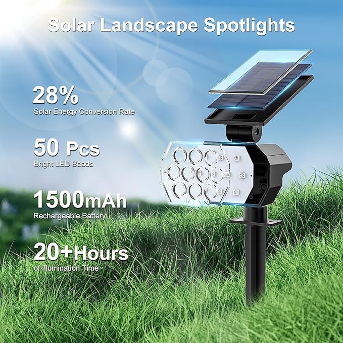 Solar Spot Lights Outdoor Color Changing, [7 Modes/8 Pack] Christmas IP67 Waterproof Landscape Spotlights, Dusk to | Lumora