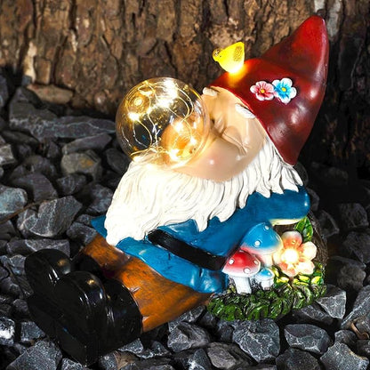 Gnome Solar Garden Statue with LED Light - Waterproof Outdoor Decoration for Terrace, Courtyard & Lawn for Moms & Women