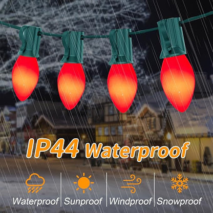 Abeja C7 Valentines Day Decorations Light, 25Ft Vintage Christmas Light with 27 Red Ceramic Bulbs(2 Spare), Hanging Romantic Red Lights for Valentine's Day Party Indoor/Outdoor