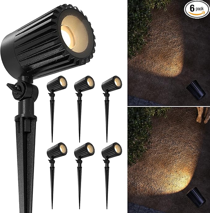 Sunco Low Voltage Landscape Spotlights 12V, 6-Pack – 10.5W LED Outdoor Uplights for Gardens/Trees/Flags/Walkways | Lumora