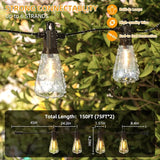 FOOMAN LED Outdoor String Lights, 150FT Outside Waterproof Patio Lights with 72+3 Shatterproof ST38 Edison Bulbs | Lumora