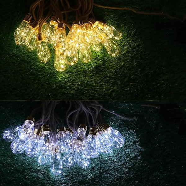 2Pack Solar Outdoor String Lights 24FT Vintage Rope Hemp Solar Lights with 20 Shatterproof Bulbs,8 Modes Solar | Lumora