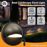 Gardenreet Solid Brass Deck Light - Low Voltage LED Step Light Outdoor, 12V Landscape Hardwired Waterproof, Round | Lumora