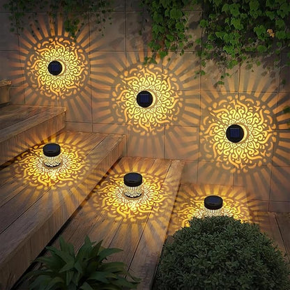 Decorative Solar Mandalas Lights Solar Metal Mandalas Fence Light Waterproof IP65 Deck Step Wall Lights Garden Patio Backyard Post Holiday Gift 1pc