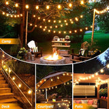 LAMPHOME Outdoor String Lights, 26FT Patio Lights with 12+1 ST38 LED Edison Bulbs (1 Spare), Connectable String | Lumora