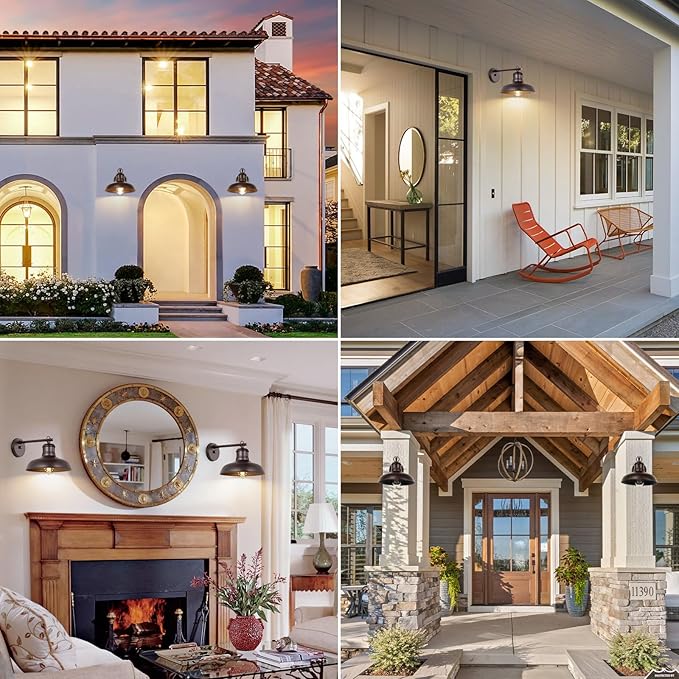 Bosceos 2-Pack Brown Wall Sconces, Farmhouse Exterior Barn Light Fixtures, Outdoor Wall Lights with E26 Socket | Lumora