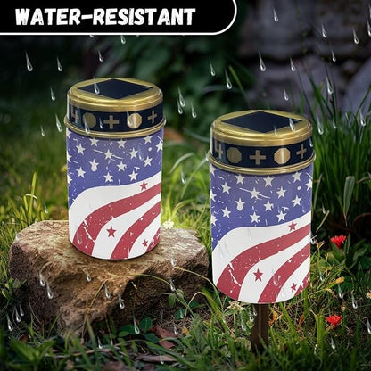 Solar Garden Lights Outdoor Waterproof Decorative Solar Lights Outdoor Solar Lights for Garden Yard Patio Lawn Outdoor Decor-American Flag