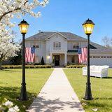Universal Outdoor Post Light Pole with Hanging Arm, Black Cast Aluminum Pole with 2.36" Fitter Mount, 76in Tall | Lumora