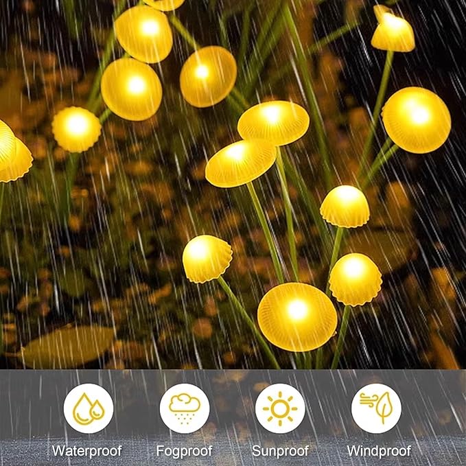 LED Solar Garden Lights Mushroom, Waterproof Solar Pathway Lights Outdoor, for Patio, Festival, Wedding, Party Decor Jellyfish Ambiance