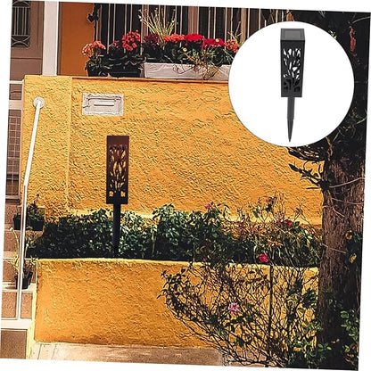 balacoo 2 Pcs Solar Garden Lights Hollow Rectangle Design LED Outdoor Pathway Light Ground Inserted Solar Energy Lamp for Lawn and Patio Decoration