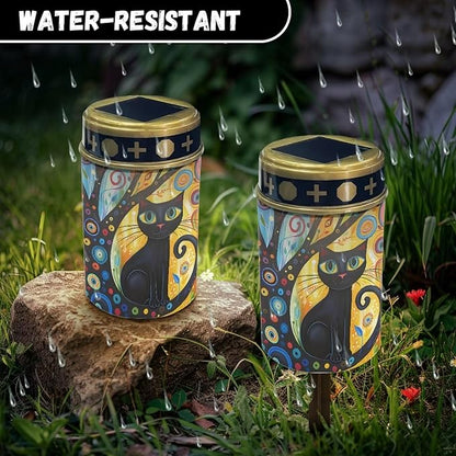 Black Cat Tree Solar Lights Outdoor Decor,Solar Powered Stakes Decorative Memorial Lights Garden Yard Lawn Pathway Grave Cemetery Decoration