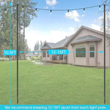 Espird String Light Poles for Outdoor 2 Pack,10 Ft Outside String Light Pole for String Lights, Backyard Patio | Lumora