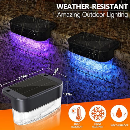 BrizLabs Solar Fence Lights, 12 Pack RGB & Warm White & 11 Colors Changing LED Solar Deck Lights with IP65 Waterproof, Outdoor Step Light Patio Fence Lighting for Patio Yard Pool Railing Garden Fence